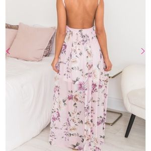 Pink lily backless maxi dress